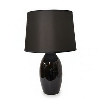 23"H Black Glossy Vase with Fabric Shade Table Lamp