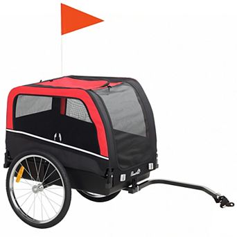 PawHut Dog Bike Trailer, Pet Cart Bicycle Carrier with 20" Air Tires