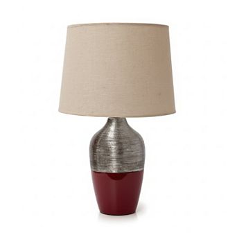 23"H Red Ceramic Vase with Metallic Accent Table Lamp
