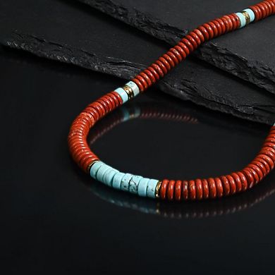 Nomadic Turquoise and Red Jasper Rope Beaded Necklace