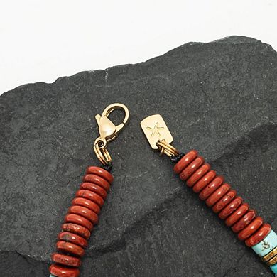 Nomadic Turquoise and Red Jasper Rope Beaded Necklace