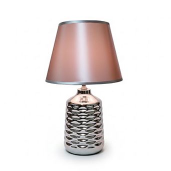 16"H Pink Gradient Shade with Silver Metallic Base Table Lamp