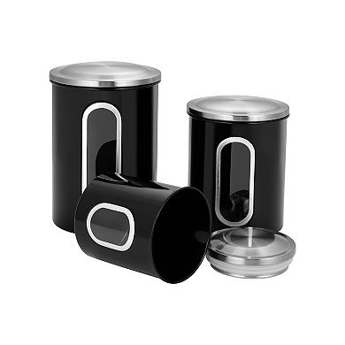3-Piece Canisters Sets, Airtight Canister Set With See Through Window, Storage Jars For The Kitchen