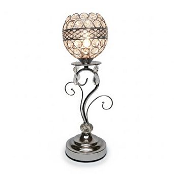 16"H Silver Scroll Base Crystal Globe Touch Lamp