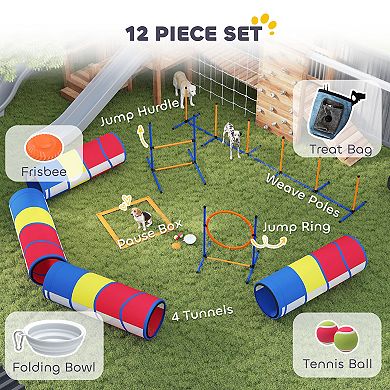 PawHut Dog Agility Training Equipment, 12-Piece Dog Obstacle Course