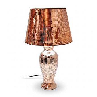 19"H Metallic Tile Shade with Copper & Rose Gold Mosaic Base Lamp