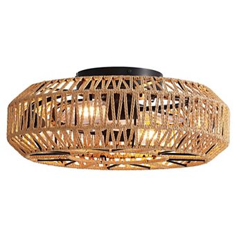 Moooni 19.3" Rattan Ceiling Fan with 4 Blades & Remote Control