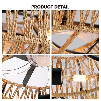 Moooni 19.3" Rattan Ceiling Fan with 4 Blades & Remote Control