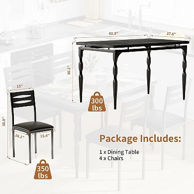 5 pcs Dining Table Set, Dining Table and Chairs Set for 4, Kitchen Table Set for Dining Room
