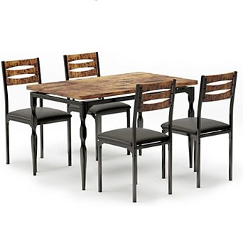 5 pc Dining Table Set, Dining Table and Chairs Set for 4, Kitchen Table Set for Dining Room