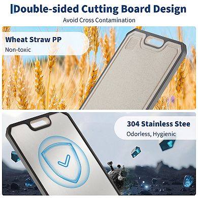 304 Stainless Steel Cutting Board for Kitchen,Double Sided Chopping Board with Juice Groove,Handle