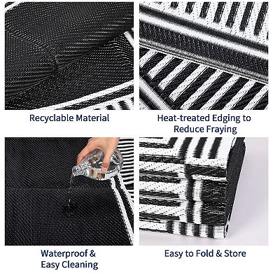 Fashionwu Modern Washable Simple Plastic Geometry Waterproof UV Resistant Stain Resistant Area Rug