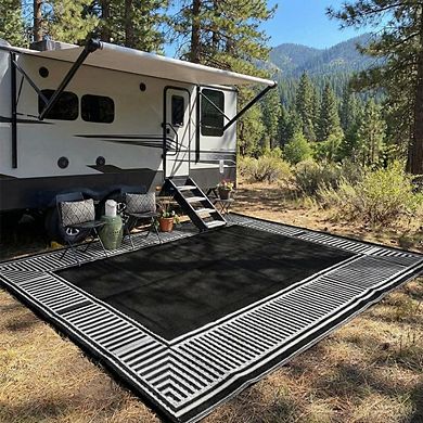 Fashionwu Modern Washable Simple Plastic Geometry Waterproof UV Resistant Stain Resistant Area Rug