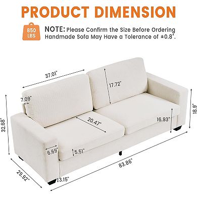 83" Corduroy Loveseat Sofa for Living Room
