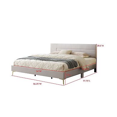 Kings Brand Furniture Verona Upholstered Modern Platform Bed Frame