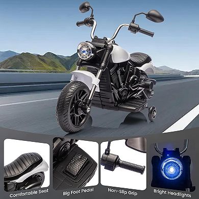 12V Electric Motorcycle w/Detachable Training Wheels