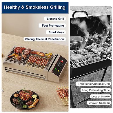 Electric Indoor Grill,1800W Portable BBQ Grill Smokeless Countertop Grill with Removable Griddle