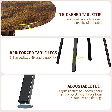 Round Dining Table for 4-6,Farmhouse Kitchen Dining Table,Round Dinner Table with Storage Shelf