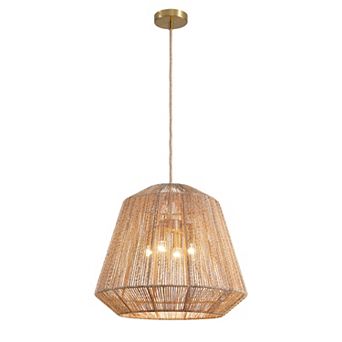 Moooni 20" Adjustable Woven Pendant Light for Sloped Ceilings, 4-Light