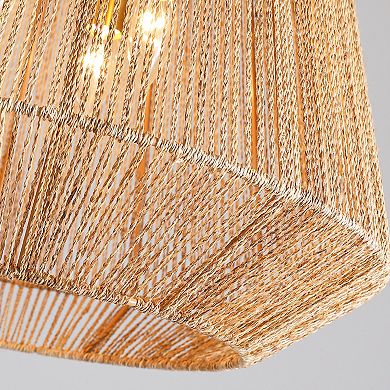 Moooni 20" Adjustable Woven Pendant Light for Sloped Ceilings, 4-Light