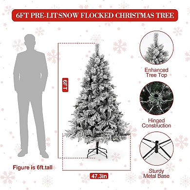 6ft Artificial Flocking Pine Needle Christmas Tree