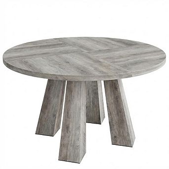 Round Dining Room Table for 4-6,Wood Kitchen Table with Sturdy Base,Farmhouse Circle Dinner Tables