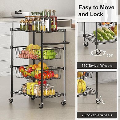 Heavy Duty 4-Tier Rolling Cart