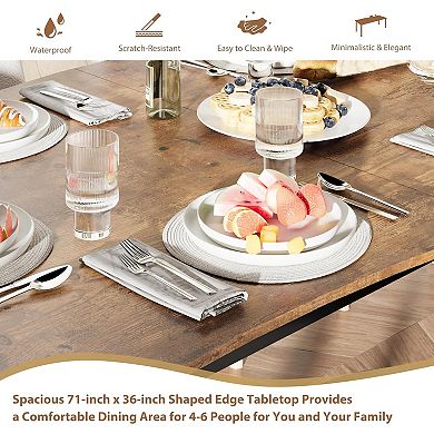 Dining Table for 6-8, Rectangular Minimalist Table with Wave Irregular Edge