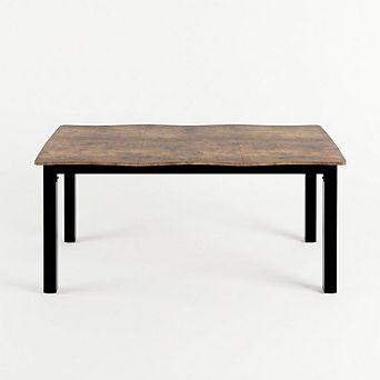 Dining Table for 6-8, Rectangular Minimalist Table with Wave Irregular Edge