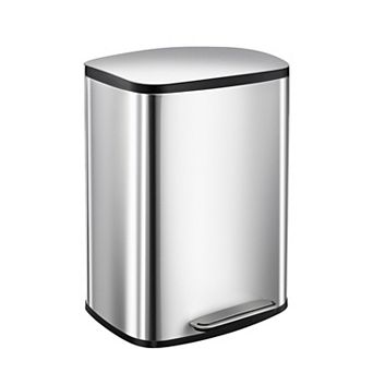 13 Gal Step Trash Can,Stainless Steel Kitchen Waste Bin with Removable Inner Bucket,Soft-Close Lid