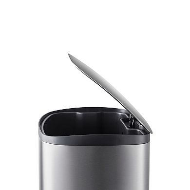 13 Gal Step Trash Can,Stainless Steel Kitchen Waste Bin with Removable Inner Bucket,Soft-Close Lid
