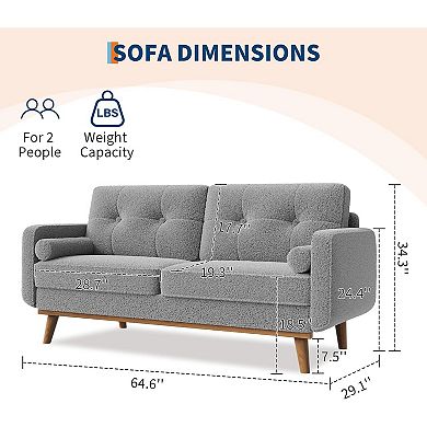 65" Mid Century Modern Couch Sofa Loveseat