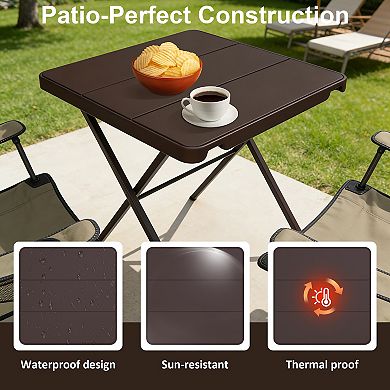 PATIOEASY Square Folding Coffee Table Portable Table with No Assembly Required Tray Table