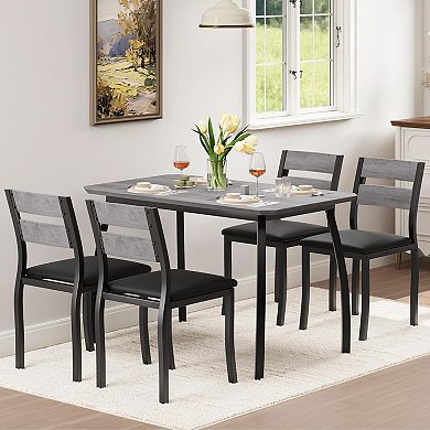 5 Piece Dining Table Set for 4, Space-Saving Kitchen Table with Seat Chairs, for Small Spaces