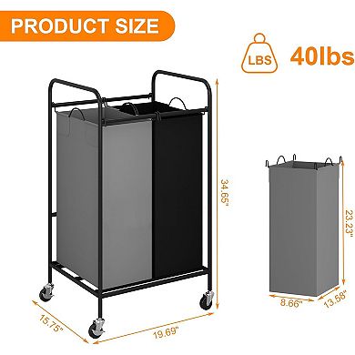 2-Bag Laundry Hamper Cart