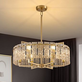 Moooni 24inch Gold Crackle Glass Chandelier