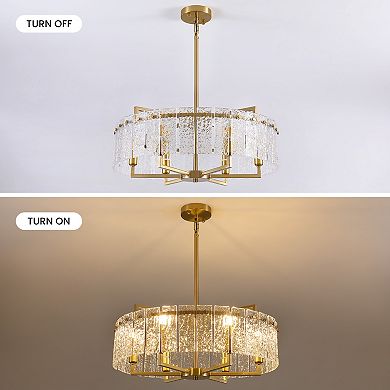 Moooni 24inch Gold Crackle Glass Chandelier