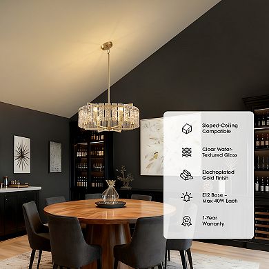 Moooni 24inch Gold Crackle Glass Chandelier