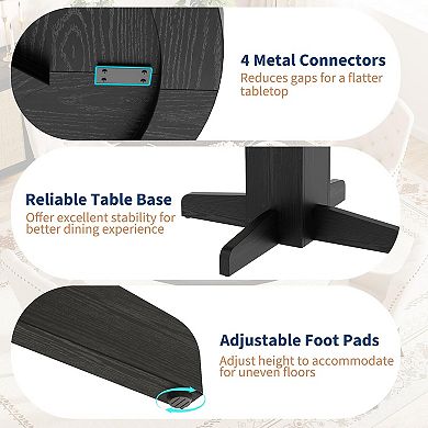 Round Dining Table for 4-6 People, Farmhouse Wood Kitchen Table with Sturdy Pedestal Base