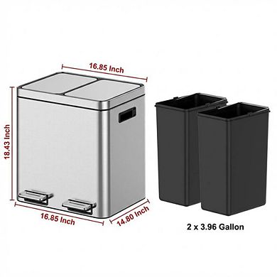8 Gallon Dual Compartment Step Trash Can