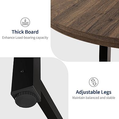 Round Dining Table for 4,Kitchen Dining Room Table with Sturdy Metal Frame,Wood Circle Kitchen Table