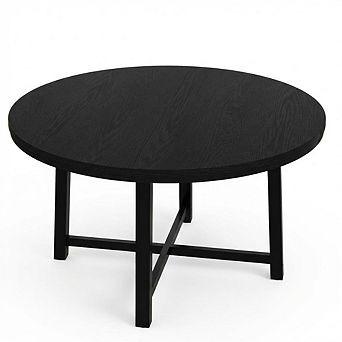 Round Dining Table for 4,Kitchen Dining Room Table with Sturdy Metal Frame,Wood Circle Kitchen Table