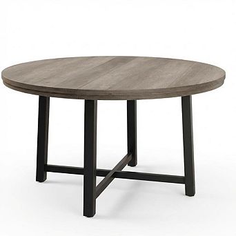 Round Dining Table for 4,Kitchen Dining Room Table with Sturdy Metal Frame,Wood Circle Kitchen Table