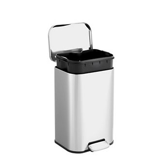 3.2gal Kitchen Trash Can,Stainless Steel Step Garbage Can with Soft-Close Lid,Removable Inner Bucket