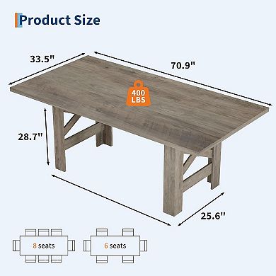 Dining Table for 6-8, Large Wooden Farmhouse Kitchen Table,Rectangular Dining Table for Kitchen