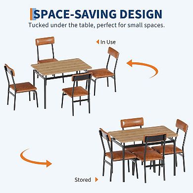 5 Piece Dining Table Set for 4, Kitchen Table and Chairs Set,Space-Saving Dinette Furniture