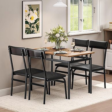 5 Piece Dining Table Set for 4, Kitchen Table and Chairs Set,Space-Saving Dinette Furniture