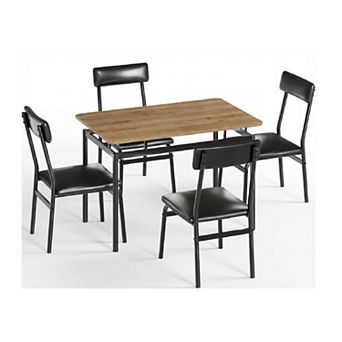 5 pc Dining Table Set for 4, Kitchen Table and Chairs Set,Space-Saving Dinette Furniture