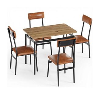 5 pc Dining Table Set for 4, Kitchen Table and Chairs Set,Space-Saving Dinette Furniture
