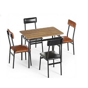 5 pc Dining Table Set for 4, Kitchen Table and Chairs Set,Space-Saving Dinette Furniture